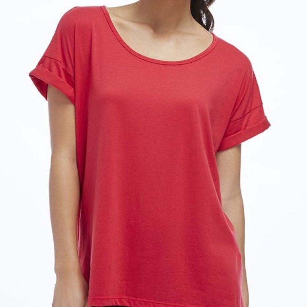 Fabletics Brook Tee II Red Hibiscus Size XS